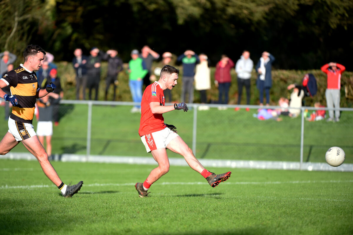 Man of the Match Brian Sheehan scores a goal for Kilworth against Buttevant. Picture: Larry Cummins. Man of the Match Brian Sheehan scores a goal for Kilworth against Buttevant. Picture: Larry Cummins.