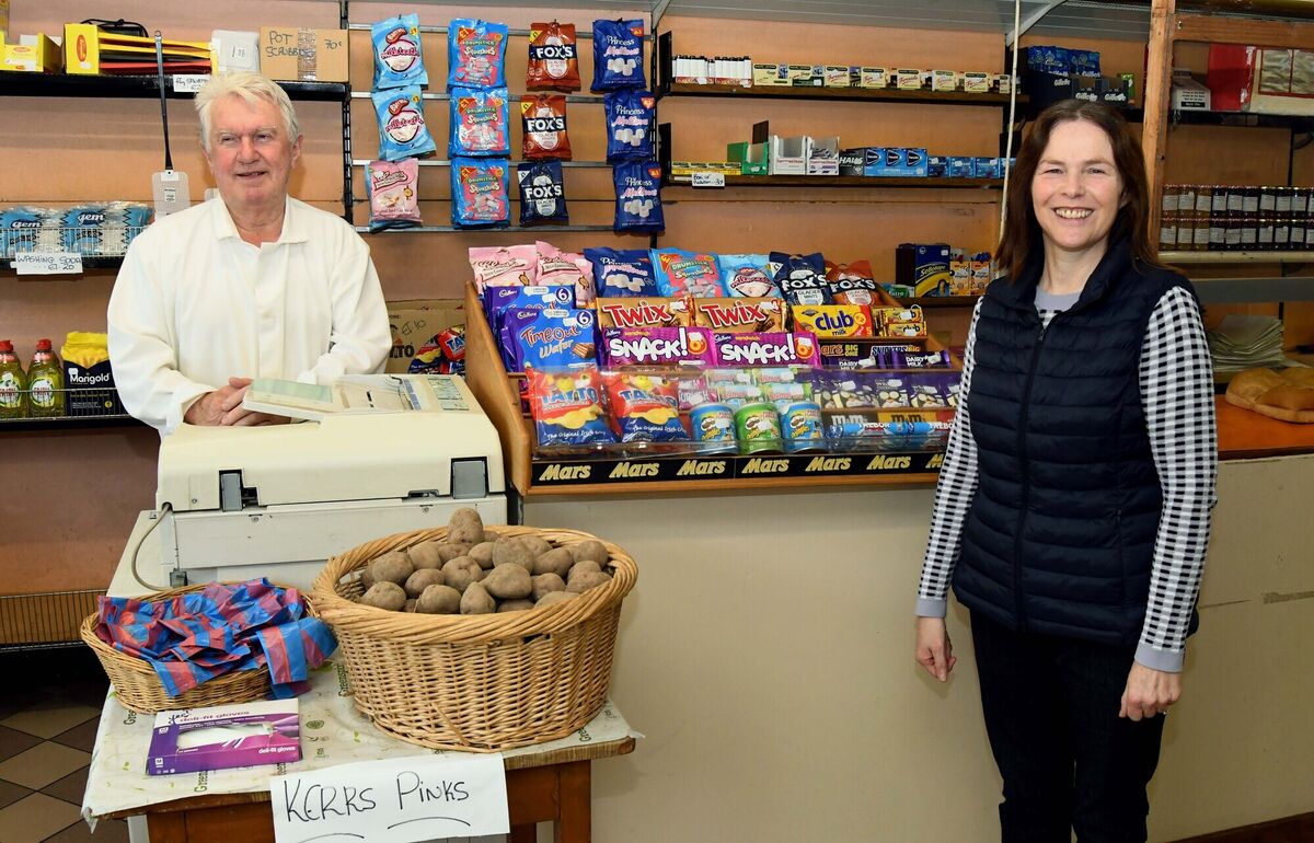 Seanie Chamberlain with Kathleen O'Mahony, shop assistant. Picture: Denis Minihane. Seanie Chamberlain with Kathleen O'Mahony, shop assistant. Picture: Denis Minihane.
