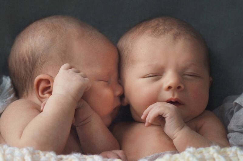 Baby Julie and Keva, whose mums are twins - the babies were born just days apart. Picture: Kate J Daniel Photography 