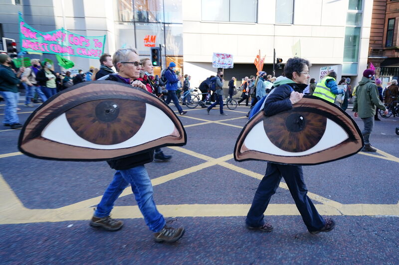 Demonstrators at a Extinction Rebellion protest during the Cop26 summit in Glasgow. Demonstrators at a Extinction Rebellion protest during the Cop26 summit in Glasgow.