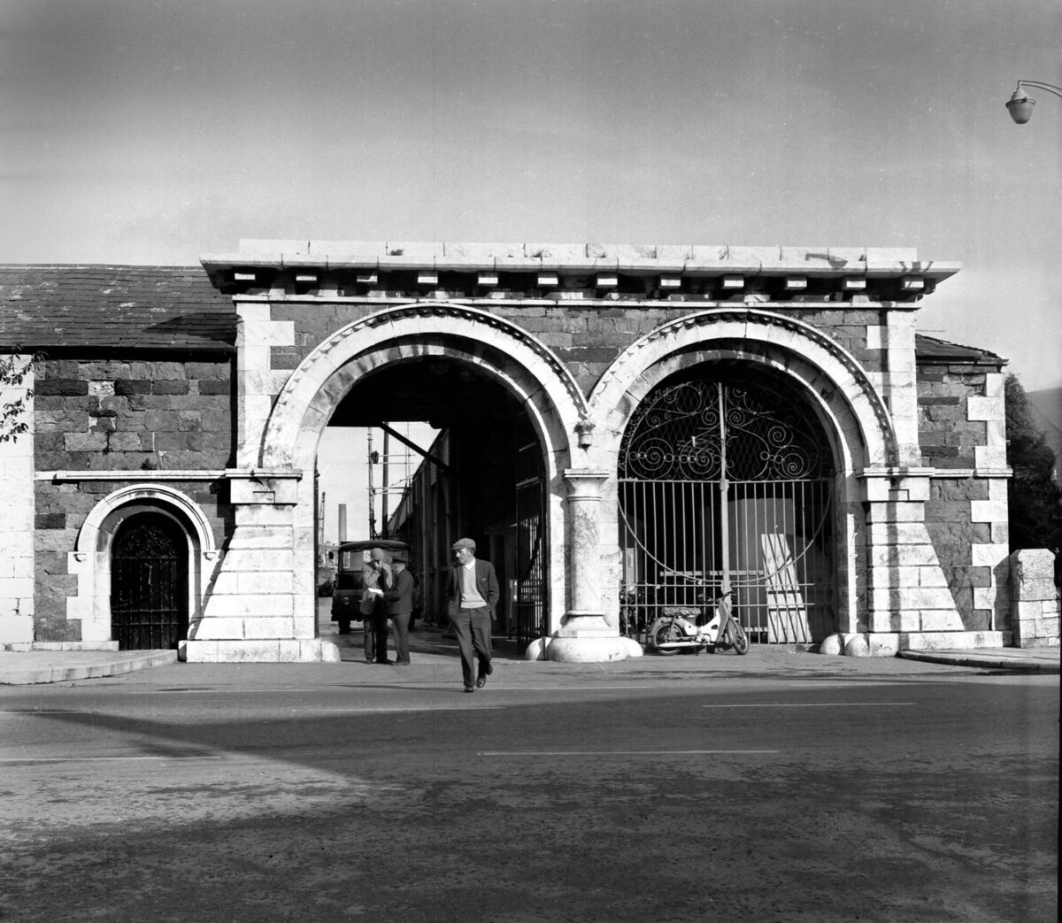 Old gate of Cork Corporation yard at Anglesea Street, Cork (now at Bishop Lucey Park) in July 1976. Old gate of Cork Corporation yard at Anglesea Street, Cork (now at Bishop Lucey Park) in July 1976.