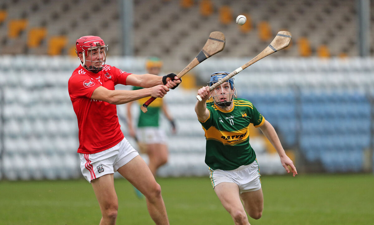 Odhran O'Driscoll, Cloughduv, battling Ciaran Joyce, Castlemartyr. Picture: Jim Coughlan. Odhran O'Driscoll, Cloughduv, battling Ciaran Joyce, Castlemartyr. Picture: Jim Coughlan.