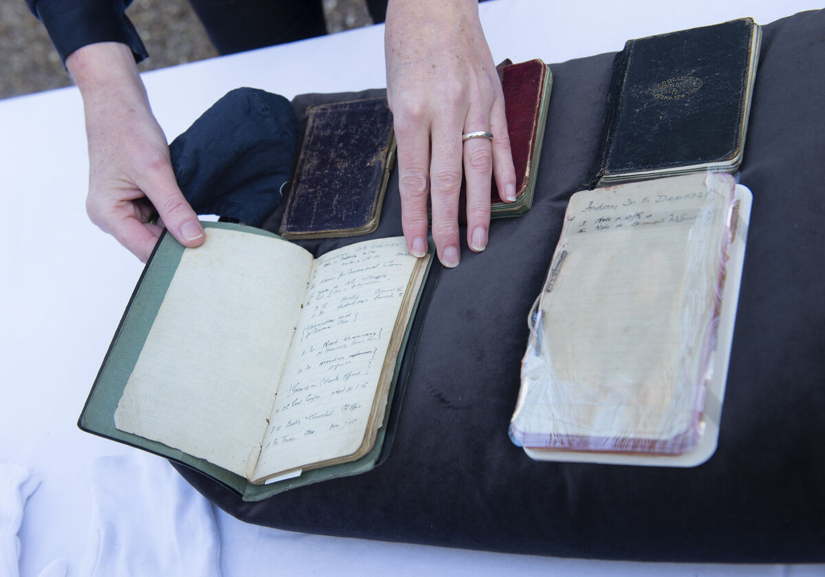 Orlaith McBride Director of the National Archives shows some pages from the diaries to the camera. Picture: Julien Behal Photography Orlaith McBride Director of the National Archives shows some pages from the diaries to the camera. Picture: Julien Behal Photography