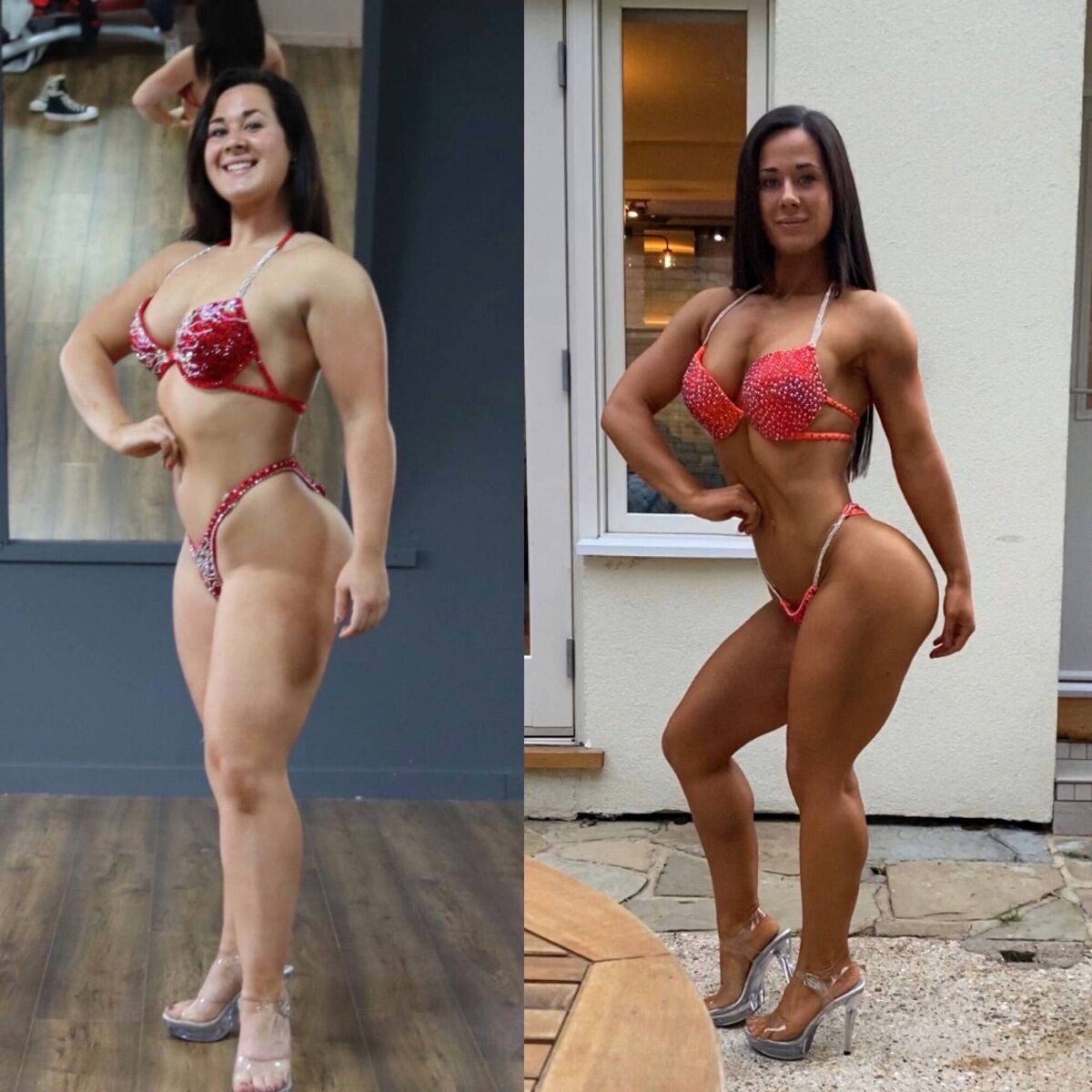 Transformations - Sophie Tuohy preparing to take part in a bodybuilding contest.