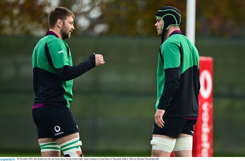 Iain Henderson and James Ryan. Picture: Brendan Moran/Sportsfile