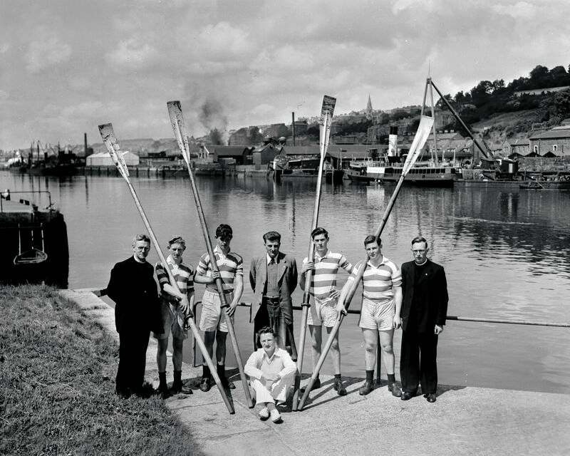 North Monastery rowing team in training at the Marina, 1951. North Monastery rowing team in training at the Marina, 1951.