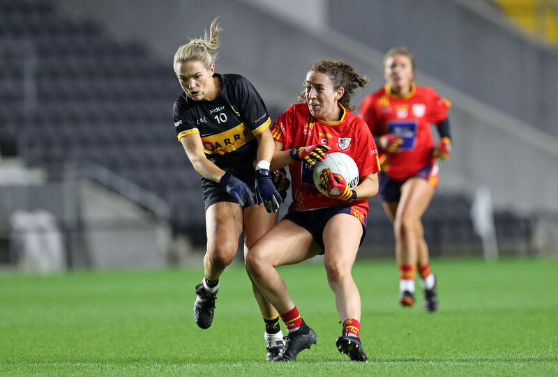  Eimear Harrington, Mourneabbey, tackling Aishling O'Connell, Éire Óg. Picture: Jim Coughlan.