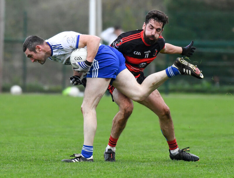  Cill Na Martra's Noel O'Leary is tackled by Newmarket's Kevin O'Sulivan. Picture: David Keane.