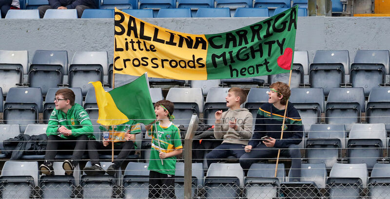 Randal Óg supporters in the stand at Páirc Uí Rinn. Picture: Jim Coughlan. Randal Óg supporters in the stand at Páirc Uí Rinn. Picture: Jim Coughlan.