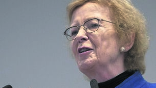 <p class="contextmenu internal_Caption">FEARS: Ex-Irish president Dr Mary Robinson addresses leading climate change academics at the World Forum on Climate Justice</p>