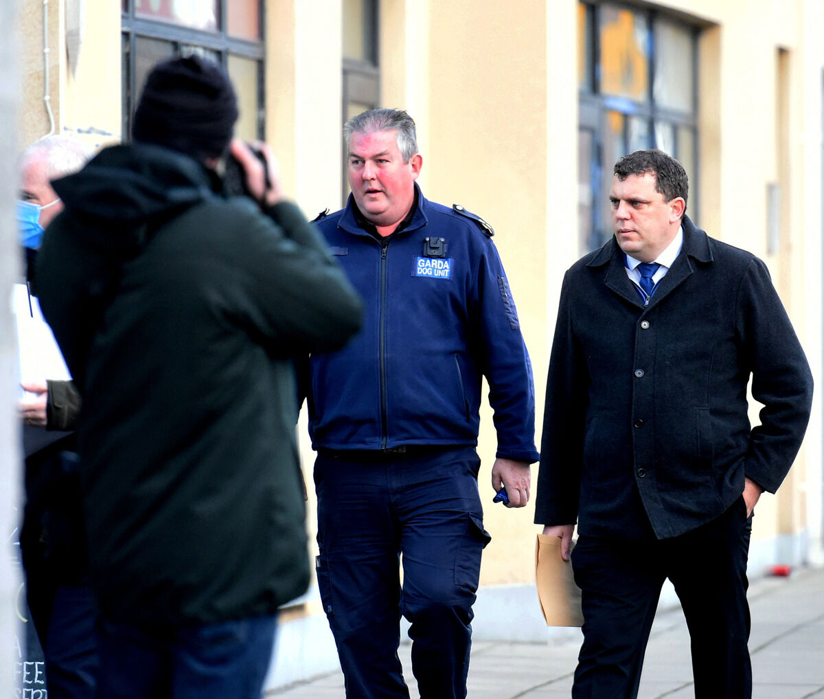 Inquests into the circumstances of the deaths of William (Willie), Patrick (Paddy) & John (Johnny) Hennessy, at Mallow Courthouse on Wednesday 17th November 2021. Garda Patrick Harrington of the Garda Dog Unit attending the inquest. Pic: Larry Cummins Inquests into the circumstances of the deaths of William (Willie), Patrick (Paddy) & John (Johnny) Hennessy, at Mallow Courthouse on Wednesday 17th November 2021. Garda Patrick Harrington of the Garda Dog Unit attending the inquest. Pic: Larry Cummins