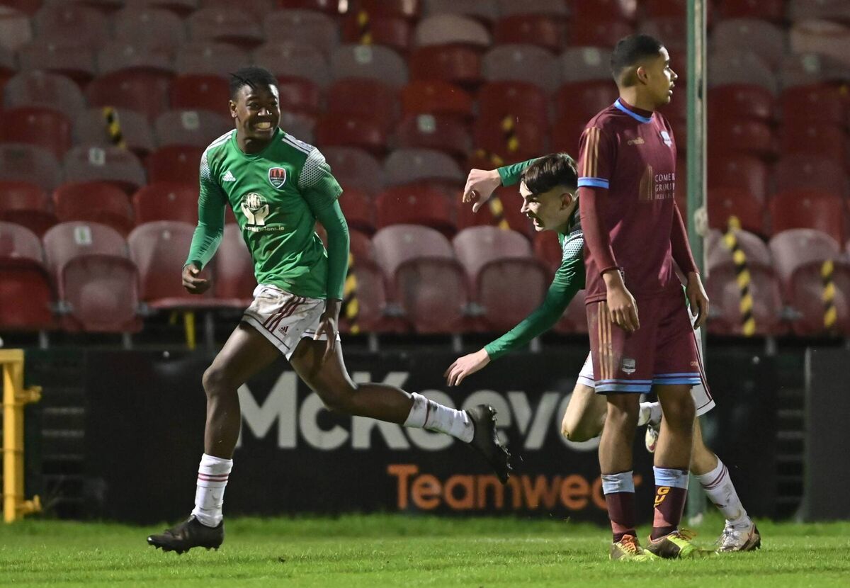 Franco Umeh after his goal for Cork City against Galway United in the U17 Mark Farren Cup final at Turner's Cross. Picture: Doug Minihane Franco Umeh after his goal for Cork City against Galway United in the U17 Mark Farren Cup final at Turner's Cross. Picture: Doug Minihane