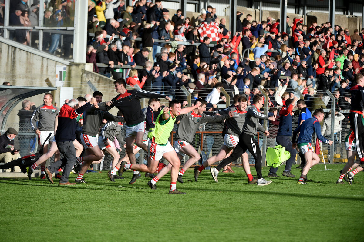  Joy at the final whistle for Ballygiblin at Páirc Uí Rinn. Picture: Larry Cummins