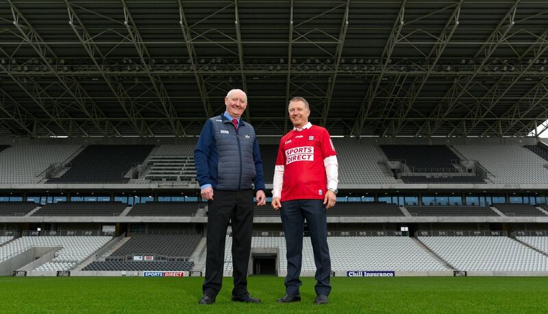 Steve Collins pictured with Pat Horgan, Leas-Chathaoirleach of the Cork GAA Executive, who presented him with an official Cork jersey on the pitch in Páirc Uí Chaoimh where Collins retained his title in his rematch with Chris Eubank in September 1995. Picture: Doug Minihane