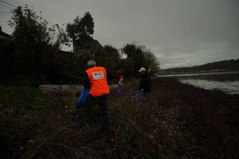 A group of volunteers collect rubbish on the coast next to Blackrock castle. Picture: Mostafa Darwish A group of volunteers collect rubbish on the coast next to Blackrock castle. Picture: Mostafa Darwish