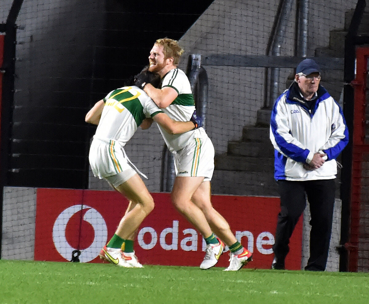St Michael's Mark Drummond celebrates his goal with Eoghan Buckley against Dohenys. Picture: Eddie O'Hare St Michael's Mark Drummond celebrates his goal with Eoghan Buckley against Dohenys. Picture: Eddie O'Hare