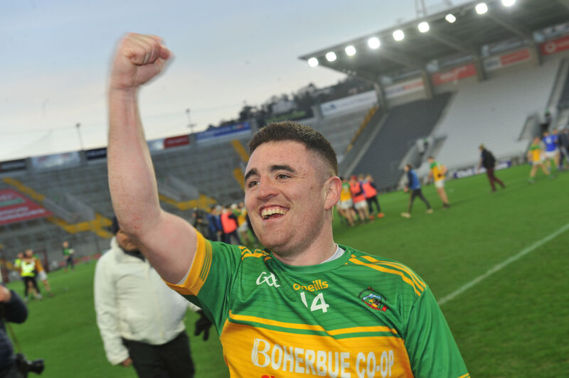 Boherbue team captain Adrian Murphy celebrates. Picture: Larry Cummins Boherbue team captain Adrian Murphy celebrates. Picture: Larry Cummins