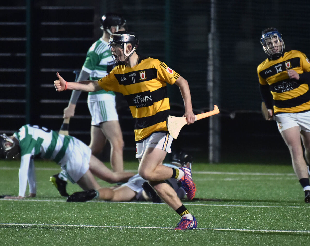 Na Piarsaigh's Ross O'Sullivan celebrates the second of his goals against Valley Rovers. Picture: Eddie O'Hare