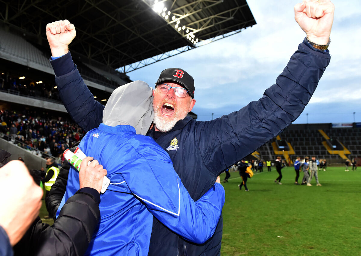 St Finbarr's manager Paul O'Keeffe celebrates the win over Clon. Picture: Eddie O'Hare St Finbarr's manager Paul O'Keeffe celebrates the win over Clon. Picture: Eddie O'Hare