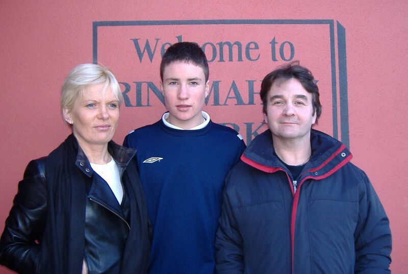 Gearoid Morrissey with his proud parents Ger and Marion when he was called up to the Ireland U17s at just 15. 