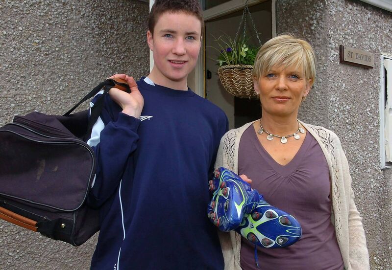Gearoid Morrissey with his mum Marion before heading off to play with Ireland's U17s. Picture: Larry Cummins