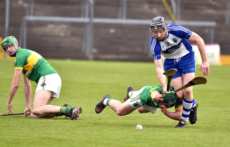 Belgooly's Barry Dwyer is tackled by Randal Og's Sean Daly. Picture: Eddie O'Hare