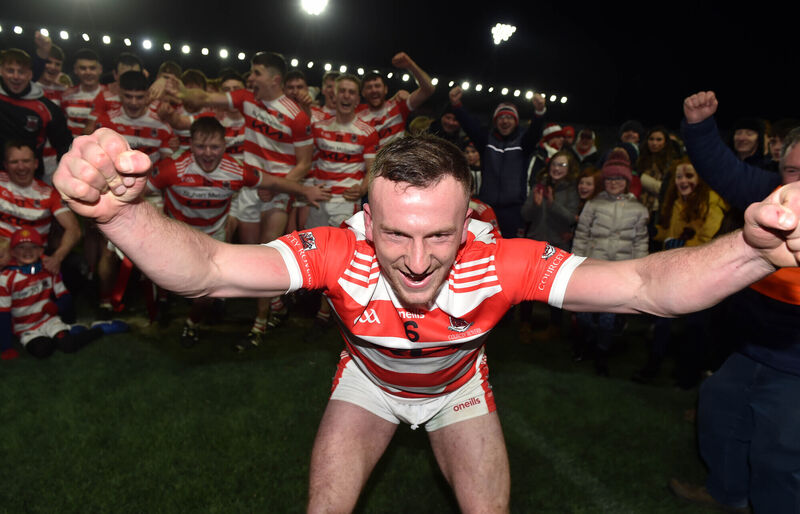 Courcey Rovers' Man of the Match Fergus Lordan celebrates after defeating Castlelyons. Picture: Eddie O'Hare