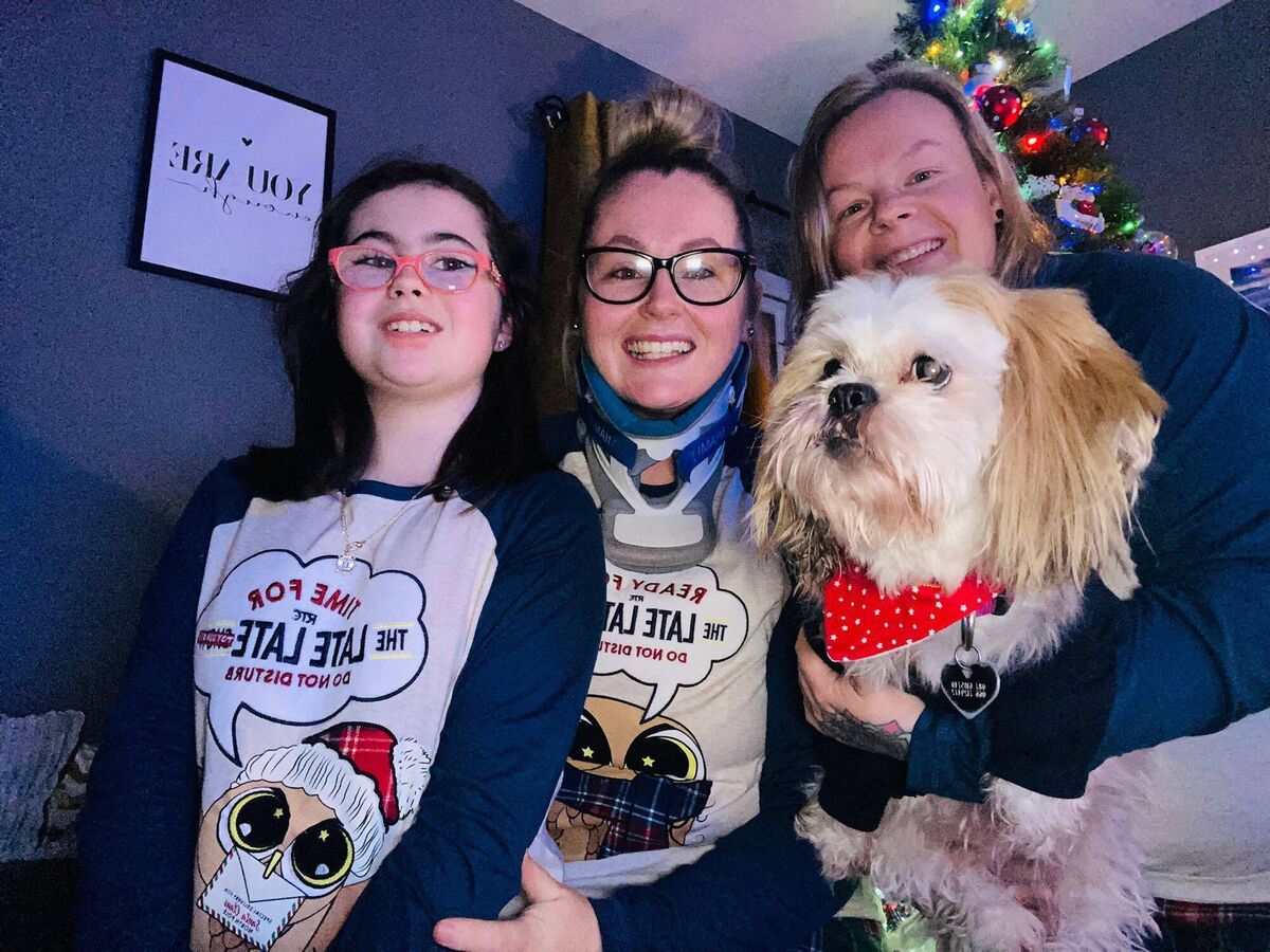 Caroline Bailey with her daughter Ellie and fiancée Jen Bowler. Caroline is looking forward to spending Christmas with her family as she recovers from a terrifying car accident 