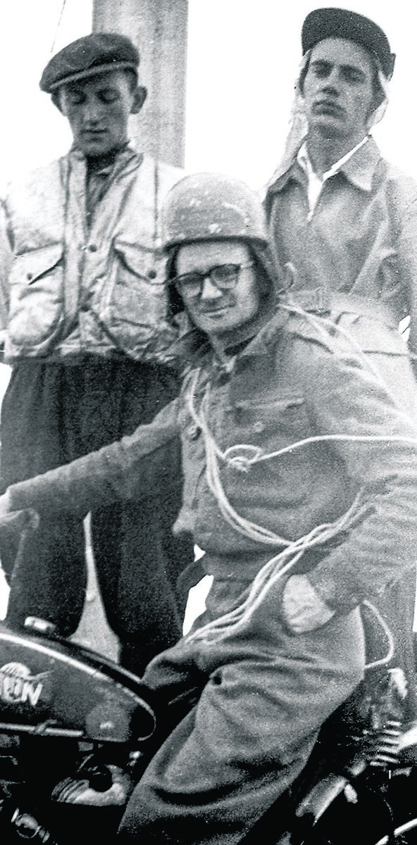MOTORBIKE CHALLENGE: Joey Kerrigan on top of Carrauntuohill with his motorbike, along with Billy Lawlor and John Macken, in 1955. MOTORBIKE CHALLENGE: Joey Kerrigan on top of Carrauntuohill with his motorbike, along with Billy Lawlor and John Macken, in 1955.