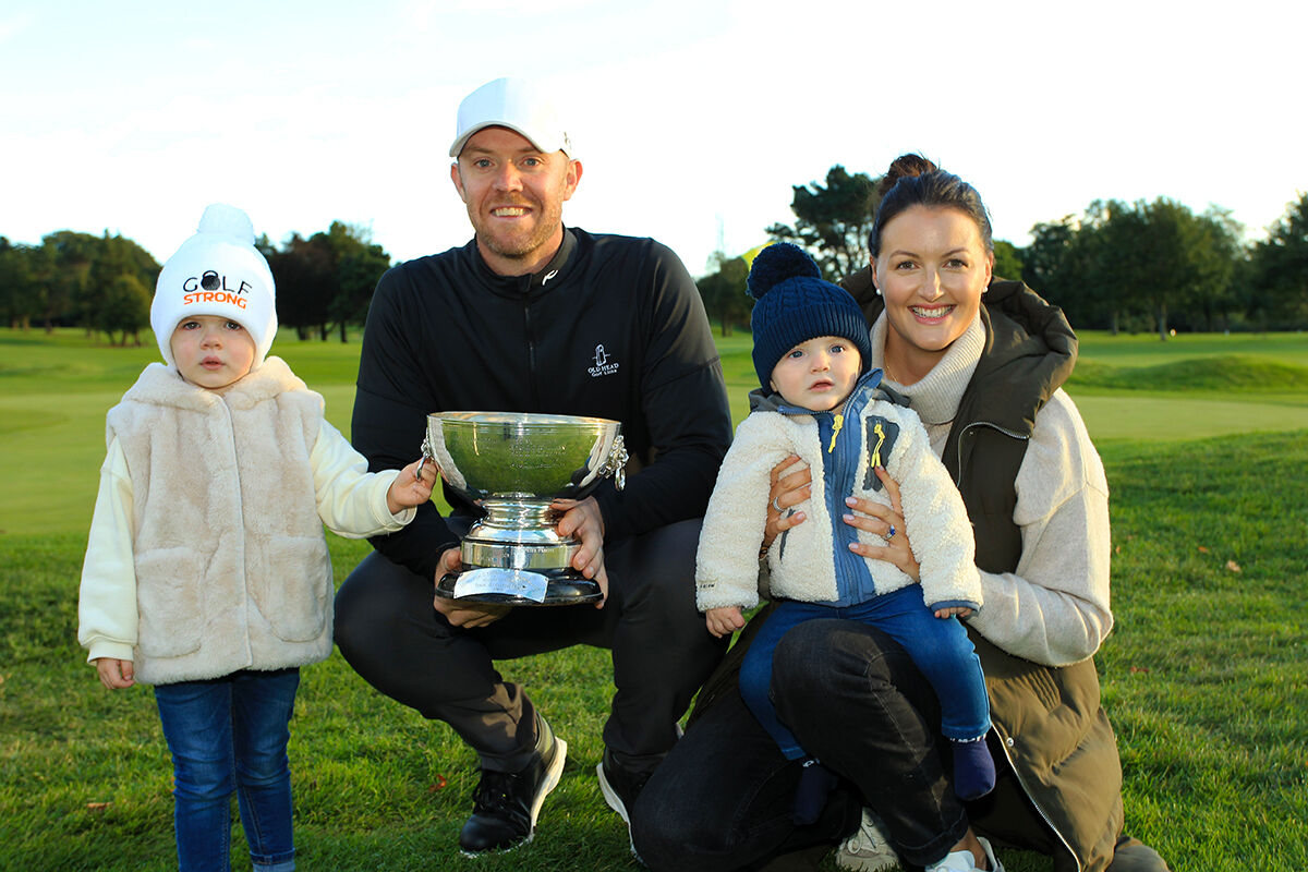 Muster Stroke Play winner Peter O'Keeffe pictured with his wife Mary-Claire and kids Alice and Billy after his win in Cork Golf Club. Picture: Niall O'Shea Muster Stroke Play winner Peter O'Keeffe pictured with his wife Mary-Claire and kids Alice and Billy after his win in Cork Golf Club. Picture: Niall O'Shea