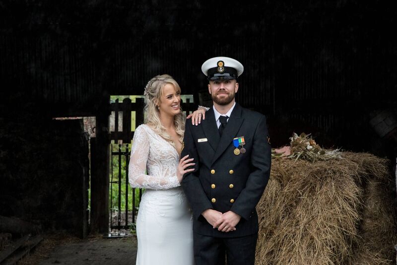 Phil wore his navy uniform up until the dinner. The rest of the wedding party, including dads and stepdad, got their suits in Morley’s in Cork.