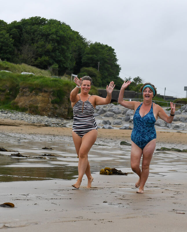  Ashling Muldowney from Cobh and Mel Manning from Carrigtwohill, swimming at Rocky Bay as part of their fundraiser in aid of Pieta.