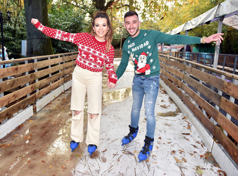 Miriam Mullins and boyfriend Tiaan Heyns from Midleton at the Alpine Ice skate trail at Fota. Picture: Eddie O'Hare