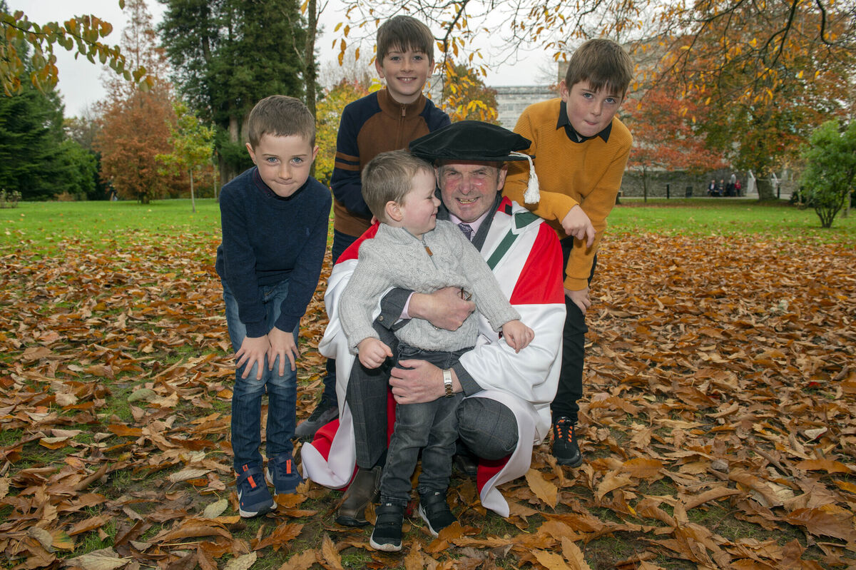 Don has prepared video messages for his grandchildren, James, Daniel, Cian, and Eoin, who he says are too young to know he’s ill, for later. Here they are pictured on the day he received an Honorary Degree of Doctor of Arts at a Conferring Ceremony at University College Cork. Pic Michael Mac Sweeney/Provision Don has prepared video messages for his grandchildren, James, Daniel, Cian, and Eoin, who he says are too young to know he’s ill, for later. Here they are pictured on the day he received an Honorary Degree of Doctor of Arts at a Conferring Ceremony at University College Cork. Pic Michael Mac Sweeney/Provision