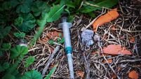 Used syringe on the ground.