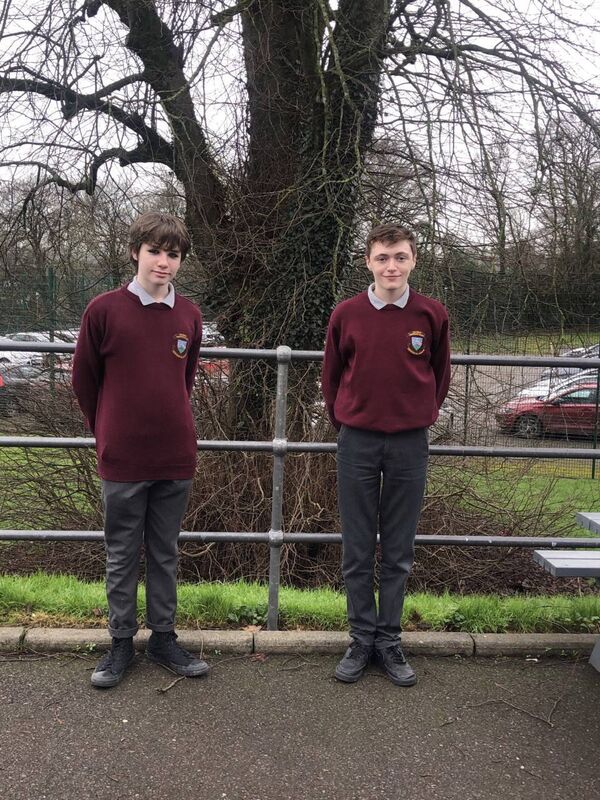 Maitiu Deasy and Cathal Buttimer, from St Brogan's College, Bandon, County Cork. 