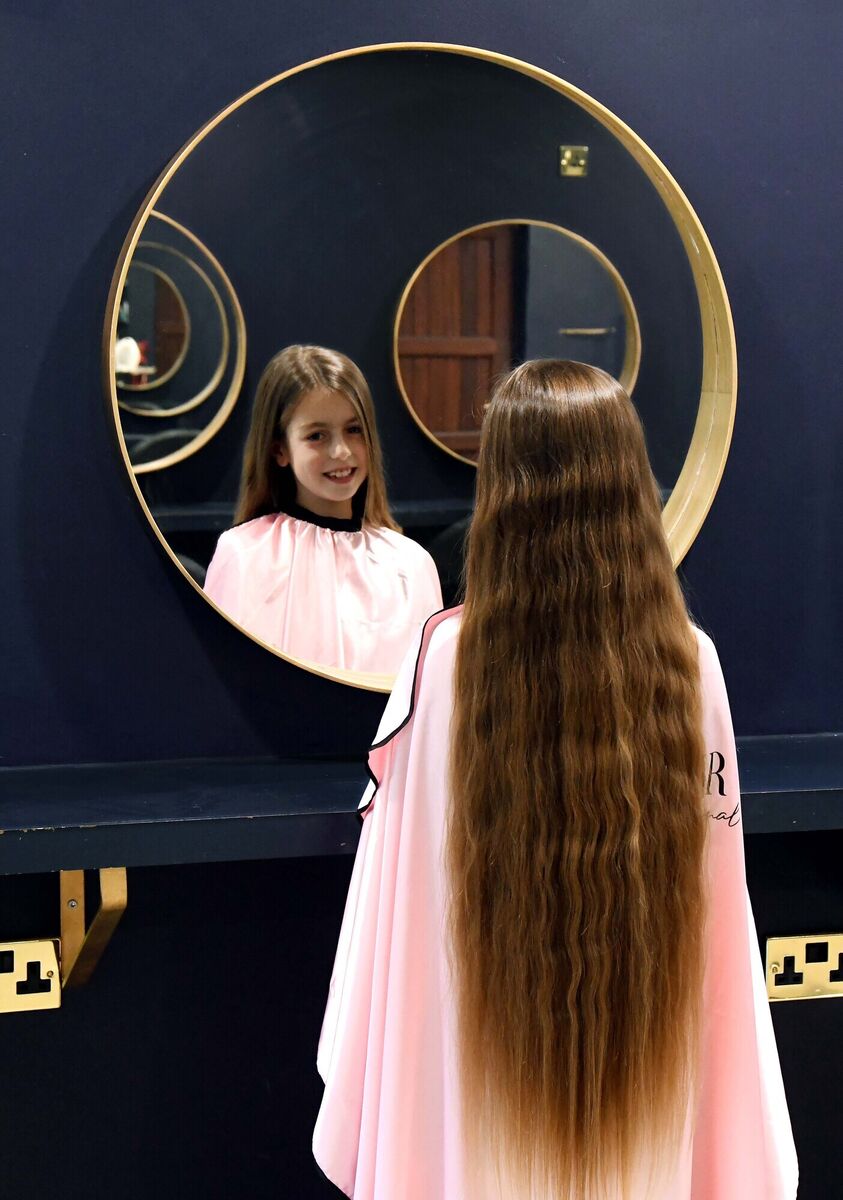 The haircut was Kornelia's first ever. Picture: Denis Minihane. The haircut was Kornelia's first ever. Picture: Denis Minihane.