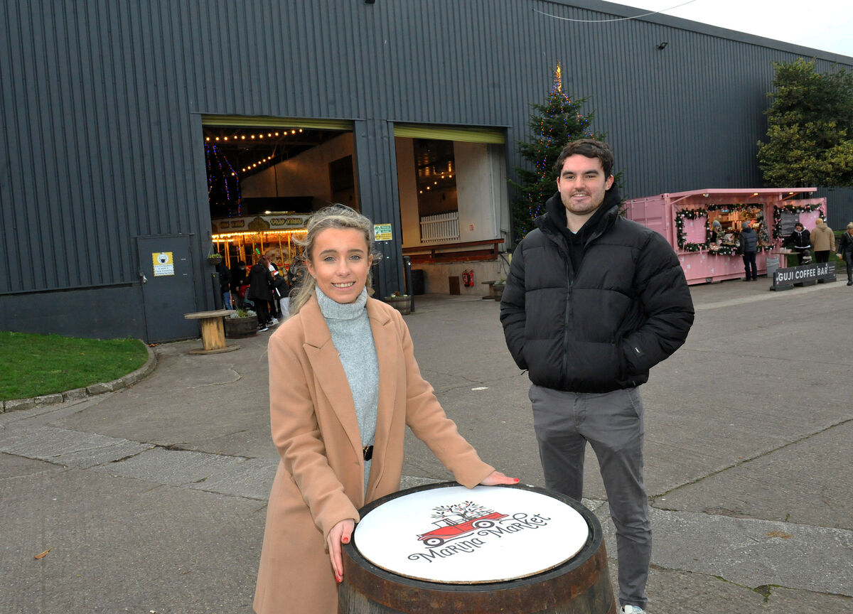 Staff Katie Malone and Mark Scanlan at Marina Market. Pic: Larry Cummins