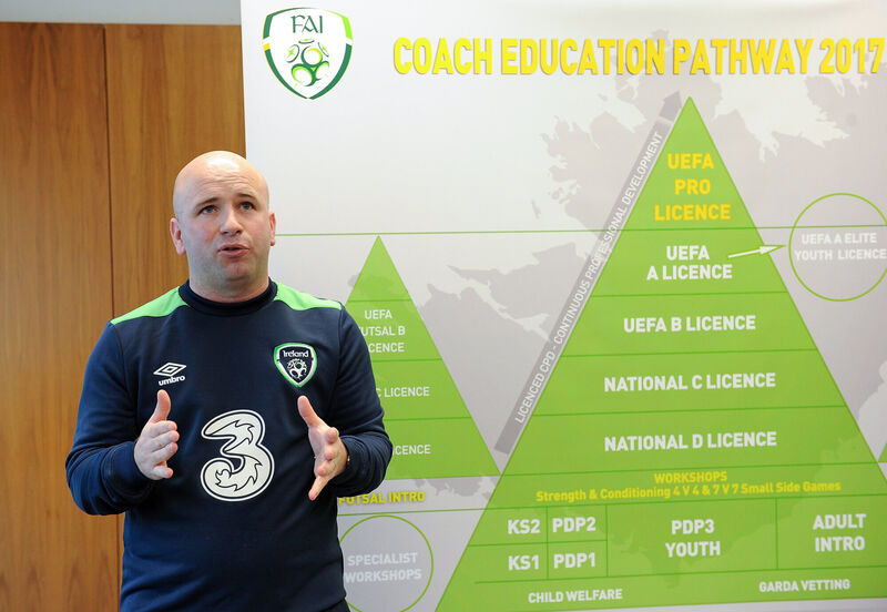 FAI Coach Education manager Niall O'Regan during the FAI Coach Education Pathway 2017-2020 launch. Picture: Sam Barnes/Sportsfile