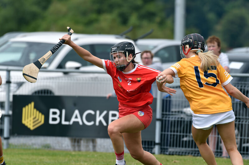 Cork's Niamh O'Leary is fouled by Antrim's Caitrin Dobbin. Picture: Eddie O'Hare Cork's Niamh O'Leary is fouled by Antrim's Caitrin Dobbin. Picture: Eddie O'Hare