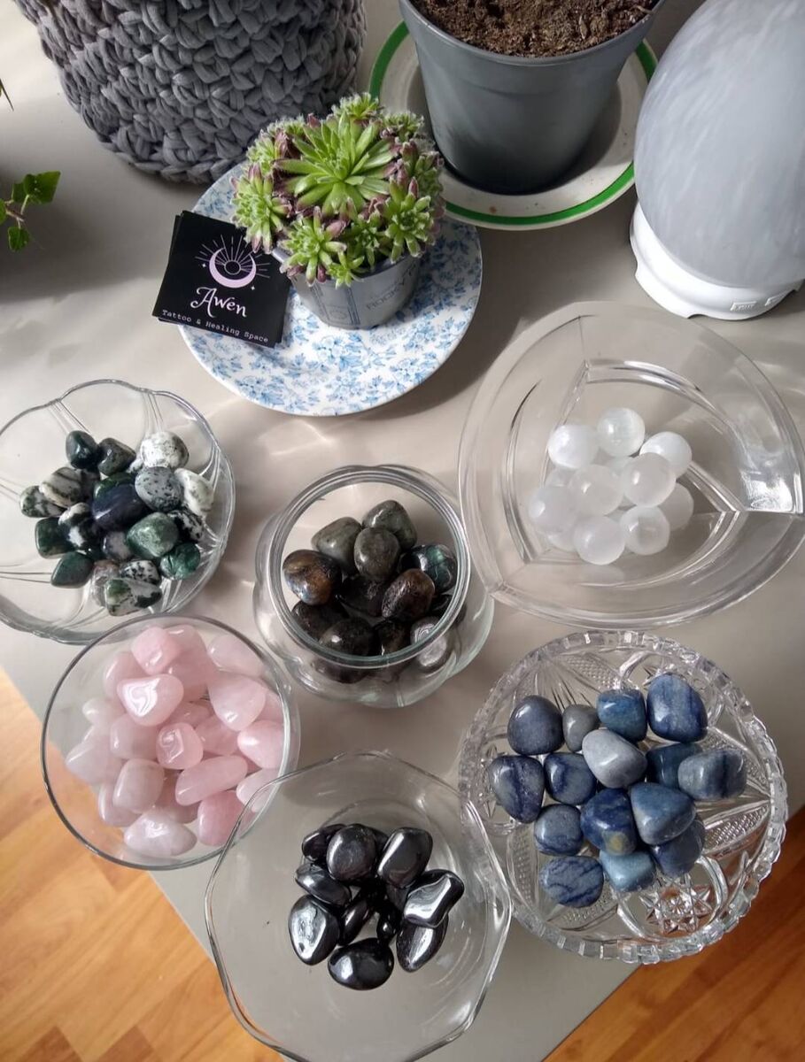 Some of the crystals on sale at Awen Tattoo Parlour, Cobh.