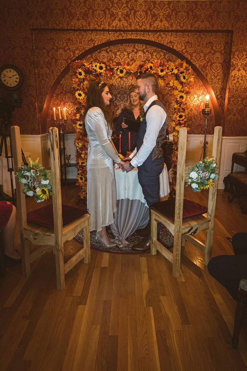Lorraine Galvin and Danny O’ Connor during their wedding ceremony. Lorraine Galvin and Danny O’ Connor during their wedding ceremony.
