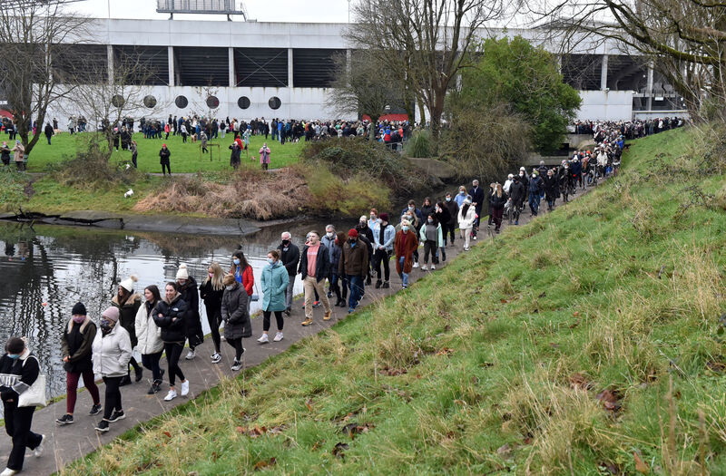 A large crowd at the walk and vigil for Ashling Murphy at the Atlantic pond, Pairc Ui Chaoimh on Saturday. Picture: Eddie O'Hare