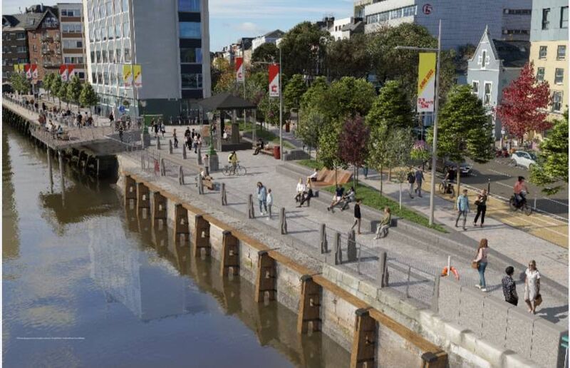 A computer generated image of the proposed new Parnell Plaza area just off the South Mall which will be delivered under the Morrison's Island scheme. 