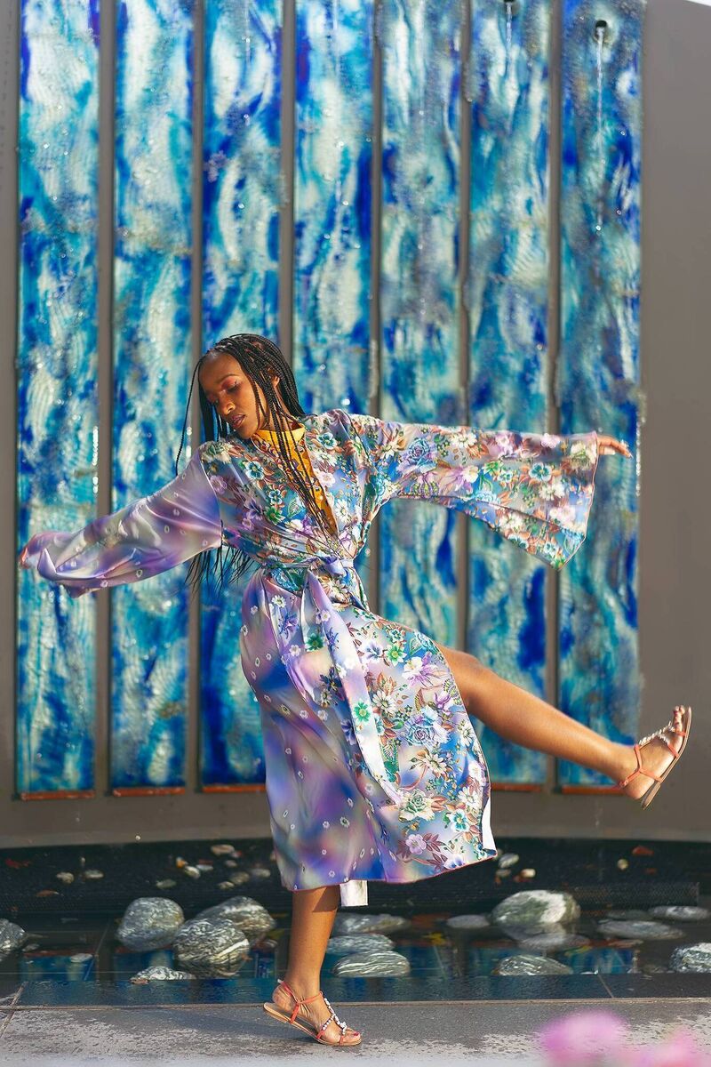 Busi Zulu wearing the Lavender Robe - €55 from M.I.O Prints. Picture: David Nwokocha (Cupid Visuals) Busi Zulu wearing the Lavender Robe - €55 from M.I.O Prints. Picture: David Nwokocha (Cupid Visuals)