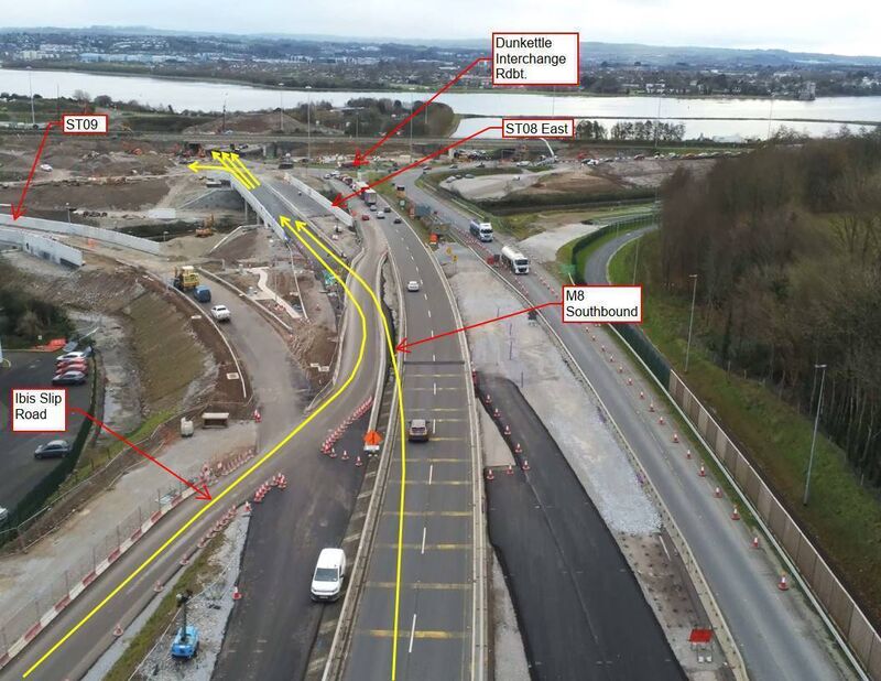 The first major bridge on the massive Dunkettle interchange engineering project, known as ST08, which will ultimately carry north and southbound traffic on the M8, is due to open shortly. The first major bridge on the massive Dunkettle interchange engineering project, known as ST08, which will ultimately carry north and southbound traffic on the M8, is due to open shortly.