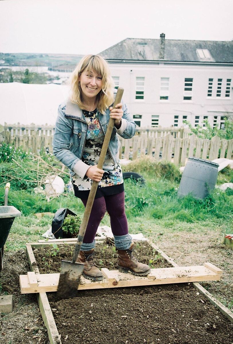 Lauren working in the garden.