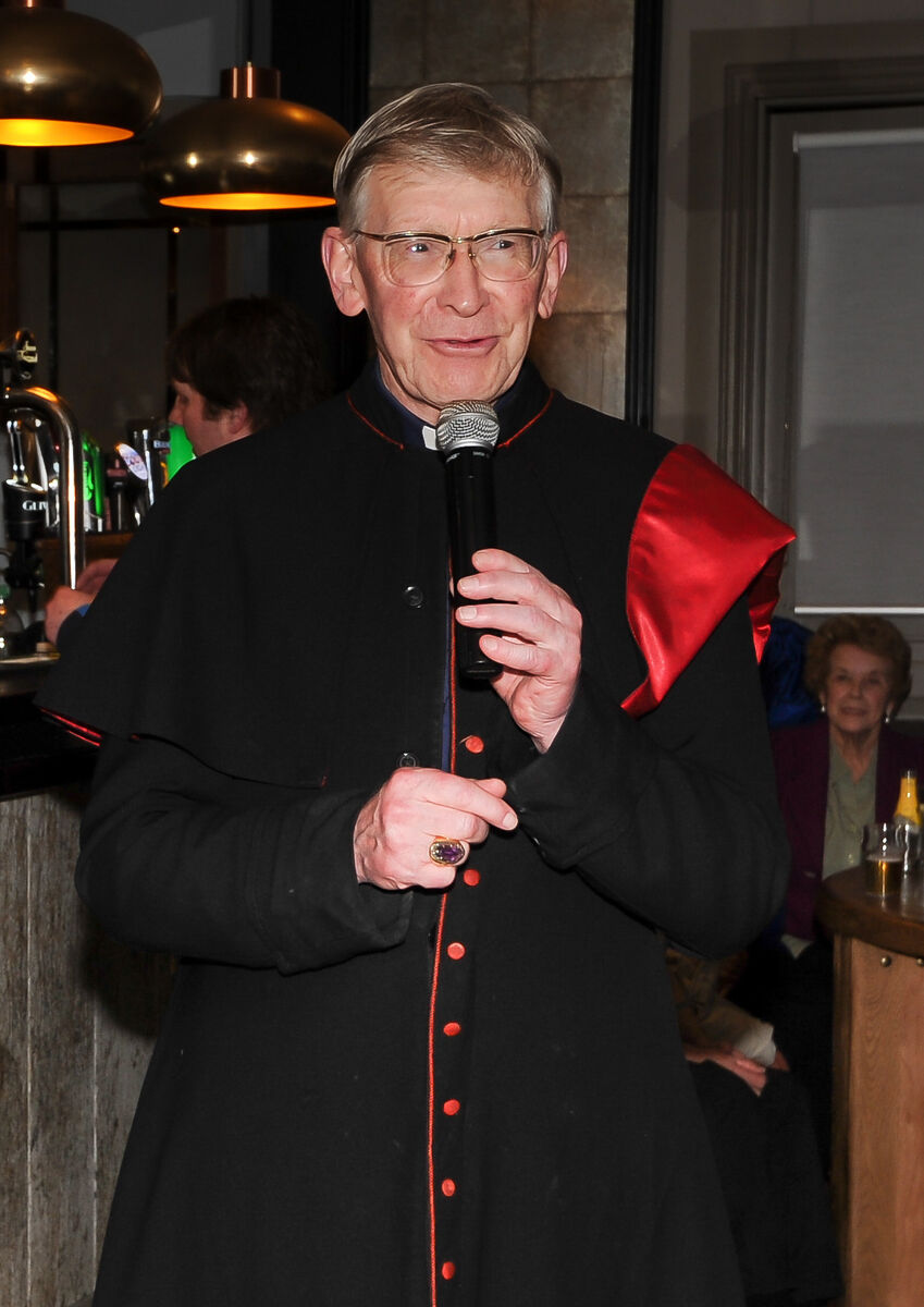  Bishop John Buckley, speaking at the Redmonds GAA Club heat of the Over-60s talent competition, held at the Briar Rose Bar &amp; Grill, Douglas Road in 2019 Picture: David Keane.