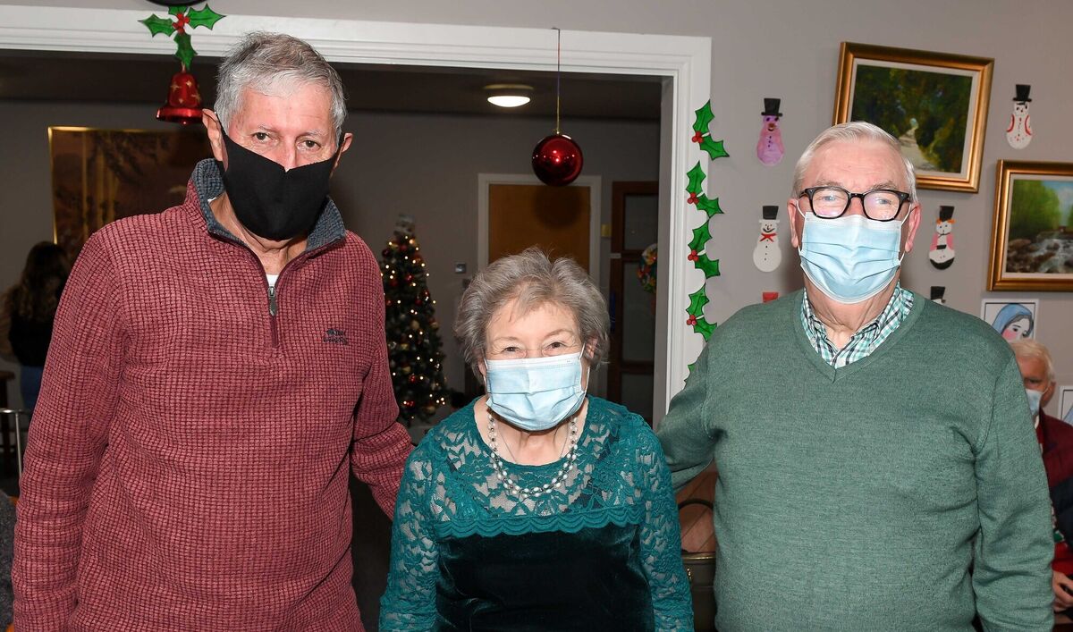  Former Over 60s talent competition winners Liam O'Leary, Mary Conway and Billy Horgan, at the Christmas concert for residents and staff at Mount Cara nursing home, Redemption Road.