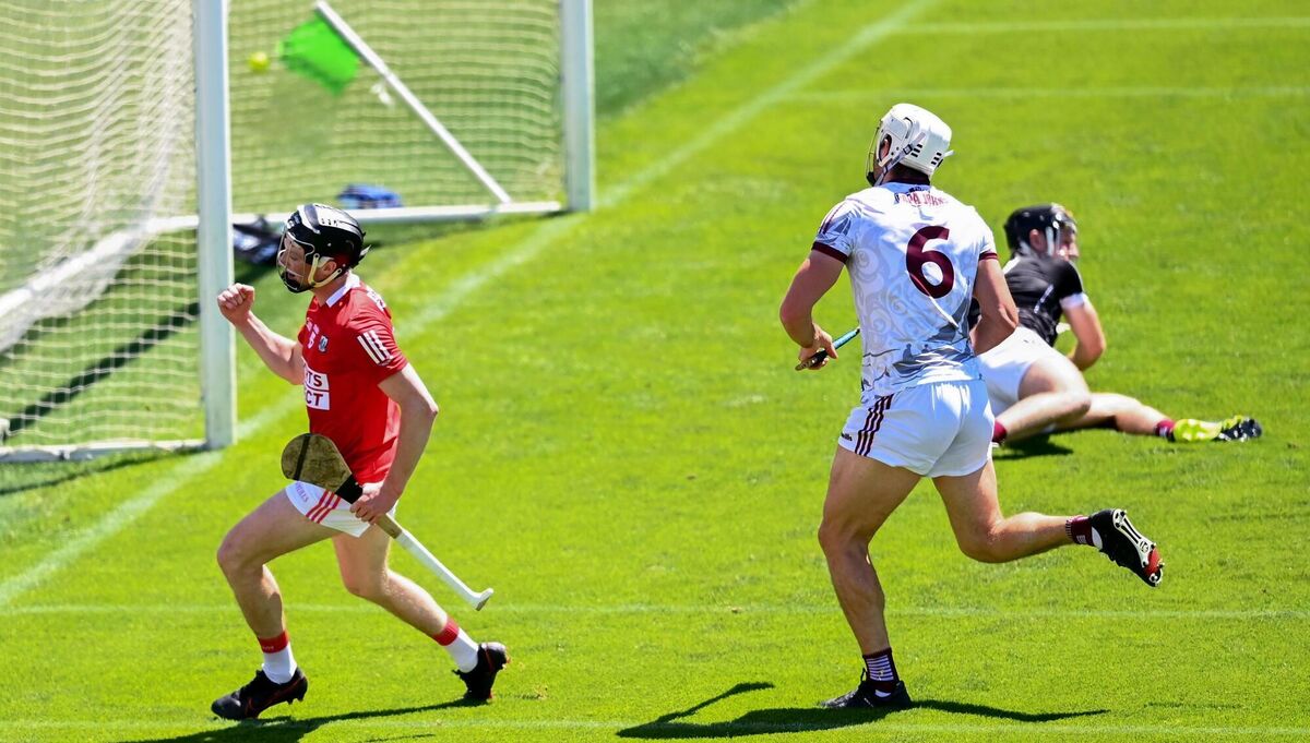Jack O'Connor of Cork celebrates after scoring a goal against Galway in Cork's last match of the 2021 Allianz Hurling League. Picture: Eóin Noonan/Sportsfile